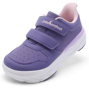 Girls Kids Wide Toe Box Orthopedic Tennis Shoes: Comfortable Corrective Plantar Fasciitis Arch Support Athletic Running Sneakers, Orthotic Casual School Sports Walking Shoes for Foot and Pain Relief(K1-purple)
