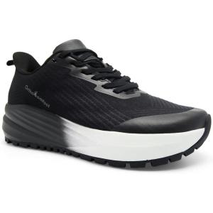 Men’s Orthopedic Wide Trail Running Shoes: Comfortable Arch Support Plantar Fasciitis Diabetic Orthotic Walking Shoes, Trekking Hiking All-Terrain Non-Slip Sneakers for Foot and Heel Pain Relief(K1-black)