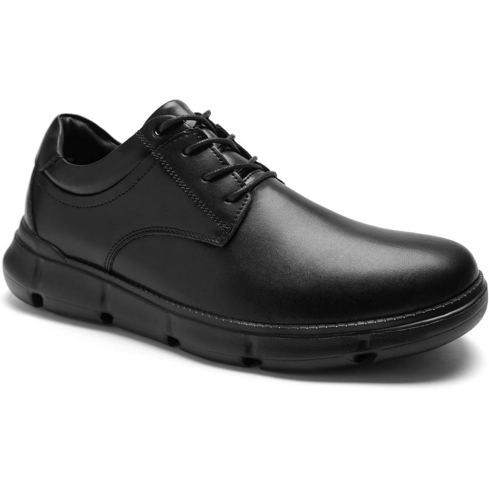 imageMens Orthopedic Wide Business Leather Dress Shoes  Arch Support Plantar Fasciitis Formal Wingtip Oxford  Comfortable Casual Orthotics Flat Feet Patent Tuxedo Sneakers for Foot and Heel Pain ReliefWk1black
