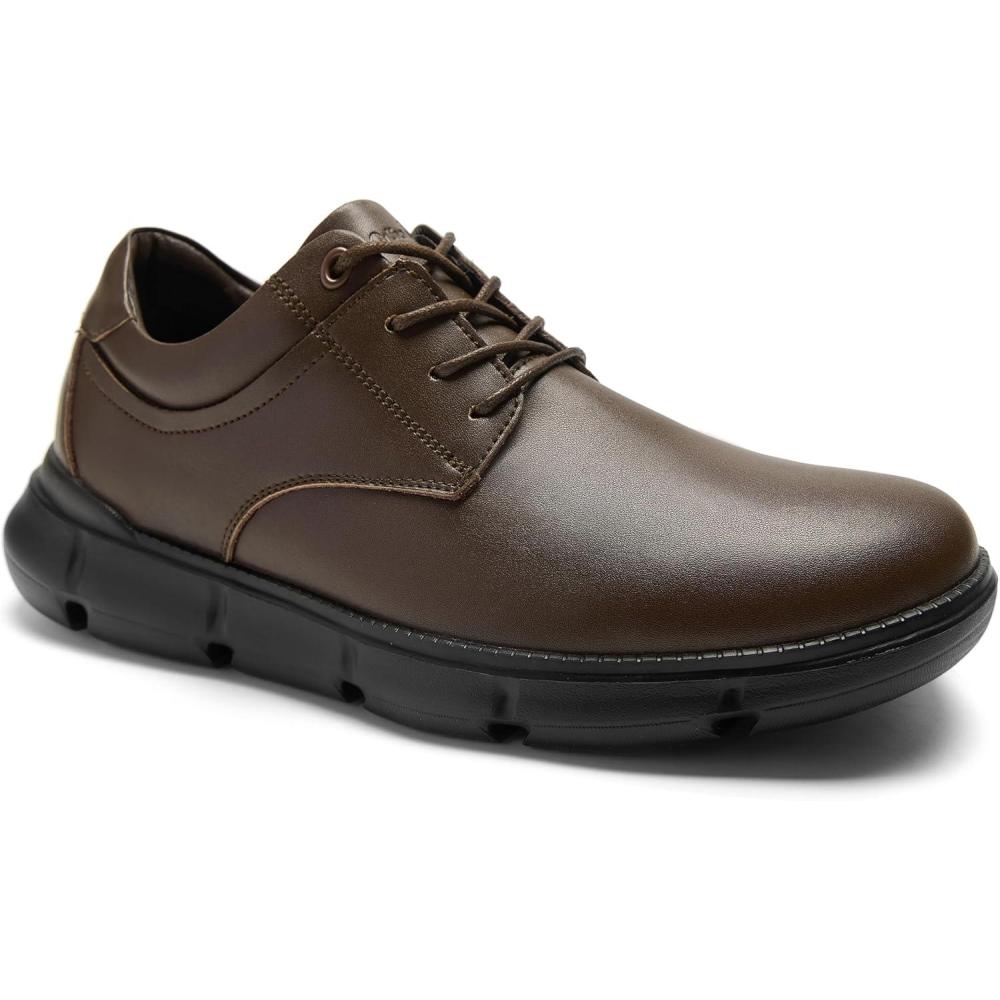imageMens Orthopedic Wide Business Leather Dress Shoes  Arch Support Plantar Fasciitis Formal Wingtip Oxford  Comfortable Casual Orthotics Flat Feet Patent Tuxedo Sneakers for Foot and Heel Pain ReliefWk2brown