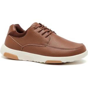 OrthoComfoot Men’s Orthopedic Leather Dress Walking Shoes: Comfortable Plantar Fasciitis Fashion Sneakers with Arch Support, Casual Flat Feet Business Work Shoes for Foot and Heel Pain Relief(W2-brown)