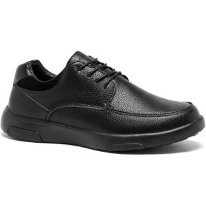 OrthoComfoot Men’s Orthopedic Leather Dress Walking Shoes: Comfortable Plantar Fasciitis Fashion Sneakers with Arch Support, Casual Flat Feet Business Work Shoes for Foot and Heel Pain Relief(W1-black)