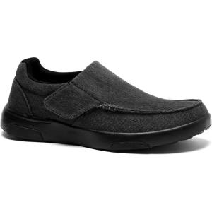 OrthoComfoot Men’s Orthopedic Slip-On Loafers Walking Shoes: Comfortable Arch Support Plantar Fasciitis Hook and Loop Shoes, Casual Orthotic Work Loafers for Foot and Heel Pain(W2-black)