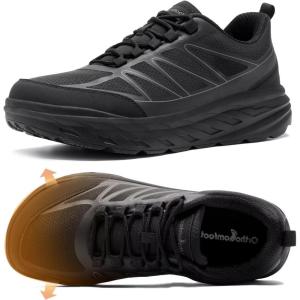 Orthopedic Shoes for Men Diabetic Wide: Comfortable Casual Arch Support Plantar Fasciitis Fashion Sneakers, Work Tennis Orthotic High Arch Swollen Feet Walking Shoes for Foot Heel Pain(K1-black)