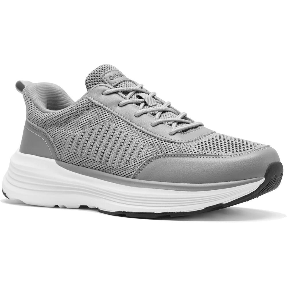 image:imageMens Orthopedic Fashion Sneakers with Arch Support Cushion Thick Sole Sneakers with Lace Up for Swollen Feet Adjustable Walking Shoes with Breathable Mesh Fabric for Athletic Gray Size 105