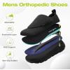 Men’s Orthopedic Diabetic Extra Wide Walking Shoes: Comfort Arch Support Flat Feet Hook and Loop Slip-Ons, Casual Wide Width Toe Box Thick Sole Shopping Loafers Black Size 14