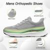 Men’s Orthopedic Fashion Sneakers with Arch Support: Cushion Thick Sole Sneakers with Lace Up for Swollen Feet, Adjustable Walking Shoes with Breathable Mesh Fabric for Athletic Gray Size 10.5