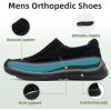 Men’s Orthopedic Plantar Fasciitis Walking Shoes: Comfortable Flat Feet Slip-On with Arch Support for Driving, Breathable Thick Sole Loafers for Foot and Heel Pain Black Size 10