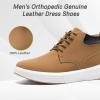 OrthoComfoot Men’s Orthopedic Leather Ankle Boots: Casual Plantar Fasciitis Ankle Support Hammer Toes Standing Chukka Boots, Comfortable Arch Support Neuropathy Tennis Travel Oxfords Brown Size 10
