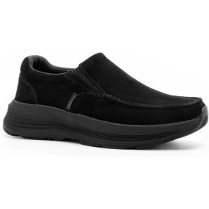 Men’s Orthopedic Plantar Fasciitis Walking Shoes: Comfortable Flat Feet Slip-On with Arch Support for Driving, Breathable Thick Sole Loafers for Foot and Heel Pain Black Size 10
