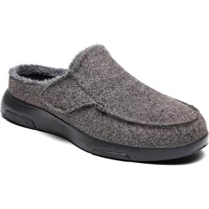 OrthoComfoot Mens Orthopedic Slippers Shoes with Arch Support: Plantar Fasciitis House Slip On Loafers, Comfortable Moccasin Mule Clogs for Indoor Outdoor(Brown)