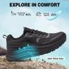 Men’s Orthopedic Waterproof Trail Running Shoes: Comfortable Arch Support Plantar Fasciitis Cross Training Athletic Sneakers, Orthotic Flat Feet Hiking Tennis Walking Sports Shoes for Foot Heel Pain(W1-black)