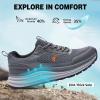 Men’s Orthopedic Waterproof Trail Running Shoes: Comfortable Arch Support Plantar Fasciitis Cross Training Athletic Sneakers, Orthotic Flat Feet Hiking Tennis Walking Sports Shoes for Foot Heel Pain(W2-grey)