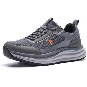 Men’s Orthopedic Waterproof Trail Running Shoes: Comfortable Arch Support Plantar Fasciitis Cross Training Athletic Sneakers, Orthotic Flat Feet Hiking Tennis Walking Sports Shoes for Foot Heel Pain(W2-grey)