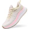Women’s Orthopedic Slip On Road Running Shoes: Comfortable Arch Support Plantar Fasciitis Flat Feet Orthotic Athletic Sneakers, Breathable Casual Outdoor Walking Shoes for Foot Heel and Pain Relief(W2-beige)