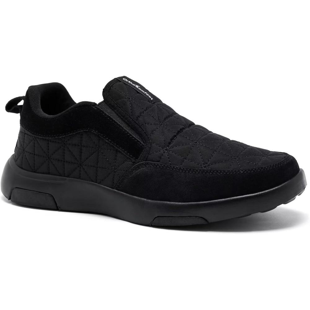 image:imageMens Orthopedic SlipOn Loafers Walking Shoes Stability Plantar Fasciitis Walking Shoes with Arch Support for Bunions Stylish Classic Supportive Lightweight Flat Boat Shoes Black Size 10