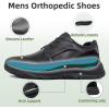 Men’s Orthopedic Casual Leather Dress Sneakers: Outdoor Diabetic Walking Shoes with Supportive for Meeting, Work Business Oxford for Recovery Ankle Pain Black Size 10