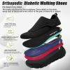 Women’s Orthopedic Diabetic Wide Walking Shoes: Comfort Plantar Fasciitis Pain Relief Arch Support Orthotic Neuropathy Loafers, Soft Fit Width Toe Box Fashion Intdoor House Slip On Black Size 8