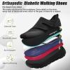 Women’s Orthopedic Wide Width Toe Box Diabetic Shoes: Plantar Fasciitis Arch Support Orthotics Foot Heel Pain Relief Slip On Loafers, Supportive Outdoor Standing Driving Walking Shoes Black Size 8.5