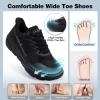 Men’s Orthopedic Diabetic Wide Walking Shoes: Comfortable Arch Support Plantar Fasciitis Sport Fashion Sneakers, Casual Wide Toe Box Work Tennis Outdoor Walking Shoes for Swollen Feet, Heel Pain(K1-black)