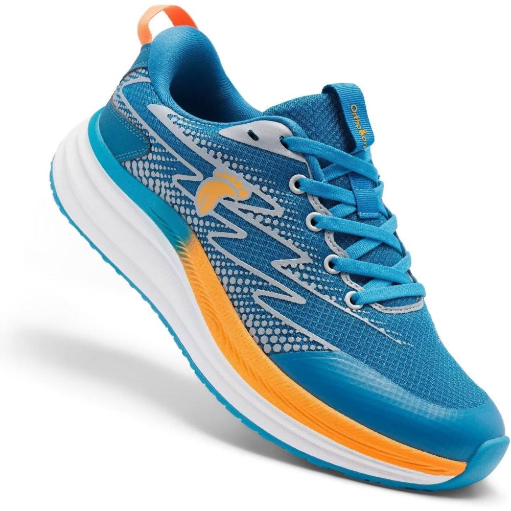 image:imageMens Orthopedic Road Running Shoes Comfortable Casual Arch Supports Plantar Fasciitis Orthotic Sports Sneakers Casual Lightweight Athletic Walking Shoes for Foot Heel and Pain ReliefW2blue