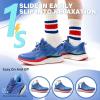 Men’s Orthopedic Road Running Shoes: Comfortable Arch Supports Plantar Fasciitis Orthotic Sports Sneakers, Flat Feet Casual Outdoor Hiking Tennis Athletic Walking Shoes for Foot Heel and Pain Relief(W2-blue)