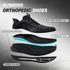 OrthoComfoot Men’s Orthopedic Road Running Shoes: Comfortable Casual Arch Supports Plantar Fasciitis Orthotic Athletic Sneakers, Casual Sports Tennis Work Walking Shoes for Foot Heel and Pain Relief(W1-black)