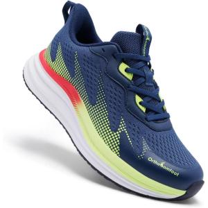 Men’s Orthopedic Road Running Shoes: Comfortable Arch Supports Plantar Fasciitis Orthotic Sports Fashion Sneakers, Casual Outdoor Hiking Tennis Athletic Walking Shoes for Foot Heel and Pain Relief(W2-dark Blue)