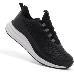 Men’s Orthopedic Road Running Shoes: Comfortable Casual Arch Supports Plantar Fasciitis Orthotic Fashion Sneakers, Flat Feet Casual Tennis Outdoor Walking Exercise Shoes for Foot Heel and Pain Relief(W1-black)