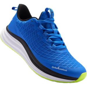 Men’s Orthopedic Road Running Shoes: Comfortable Casual Arch Supports Plantar Fasciitis Orthotic Fashion Sneakers, Flat Feet Casual Tennis Outdoor Walking Exercise Shoes for Foot Heel and Pain Relief(W2-peacock Blue)