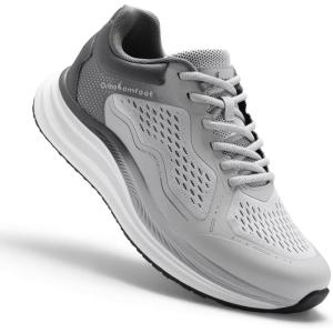Men’s Orthopedic Road Running Shoes: Comfortable Casual Arch Supports Plantar Fasciitis Orthotic Sports Tennis Sneakers, Casual Lightweight Athletic Walking Shoes for Foot Heel and Pain Relief(W3-grey)