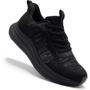 OrthoComfoot Men’s Orthopedic Road Running Shoes: Comfortable Casual Arch Supports Plantar Fasciitis Orthotic Athletic Sneakers, Casual Sports Tennis Work Walking Shoes for Foot Heel and Pain Relief(W1-black)