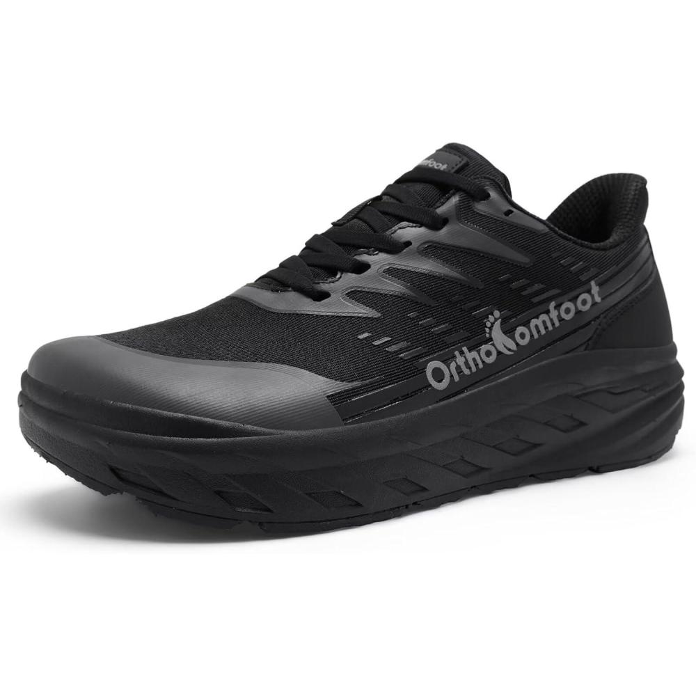 image:imageWomens Orthopedic Diabetic Wide Toe Box Sport Shoes Comfortable Arch Support Plantar Fasciitis Orthotic Running Sneakers Casual Work Tennis Outdoor Walking Shoes for Swollen Feet Heel PainK1black