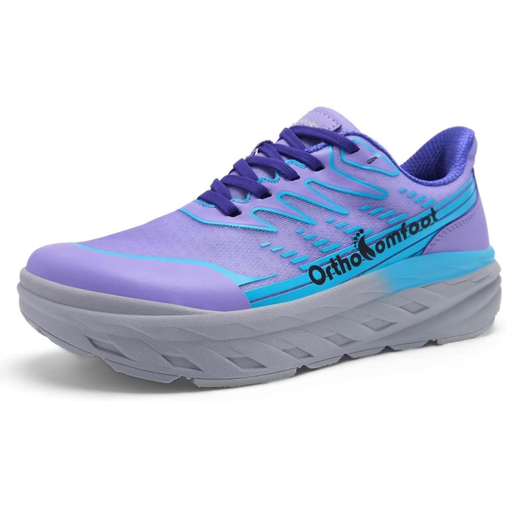 image:imageWomens Orthopedic Diabetic Wide Toe Box Sport Shoes Comfortable Arch Support Plantar Fasciitis Orthotic Running Sneakers Casual Work Tennis Outdoor Walking Shoes for Swollen Feet Heel PainK2purple