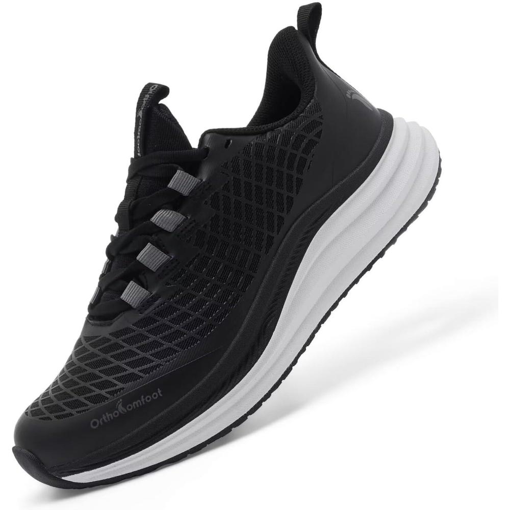 image:imageWomens Orthopedic Road Running Shoes Comfortable Arch Support Plantar Fasciitis Flat Feet Orthotic Athletic Sneakers Casual Tennis Outdoor Walking Exercise Shoes for Foot Heel and Pain ReliefW1black