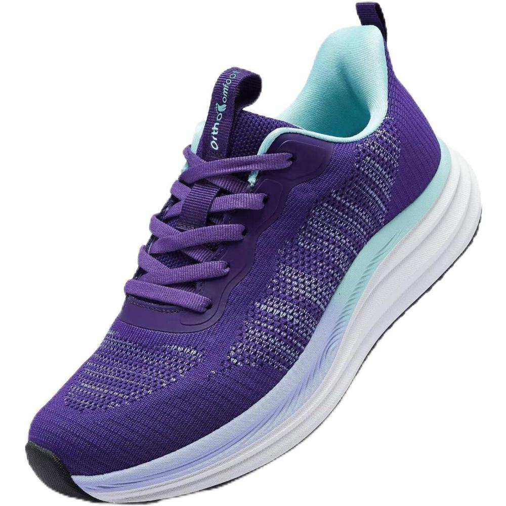image:imageWomens Orthopedic Road Running Shoes Comfortable Arch Support Plantar Fasciitis Orthotic Sports Sneakers Supportive Casual Outdoor Work Tennis Walking Shoes for Foot Heel and Pain ReliefW2dark Purple