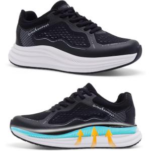 OrthoComfoot Women’s Orthopedic Plantar Fasciitis Shoes: Comfortable Arch Support Flat Feet Orthotic Athletic Road Running Sneaker, Casual Breathable Tennis Walking Shoes for Foot Heel and Pain Relief(W1-black)