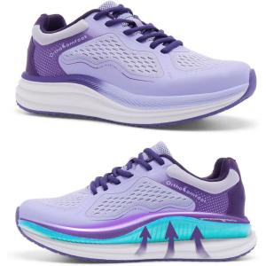 OrthoComfoot Women’s Orthopedic Plantar Fasciitis Shoes: Comfortable Arch Support Flat Feet Orthotic Athletic Road Running Sneaker, Casual Breathable Tennis Walking Shoes for Foot Heel and Pain Relief(W2-purple)