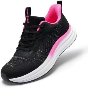 Women’s Orthopedic Road Running Shoes: Comfortable Arch Support Plantar Fasciitis Orthotic Sports Sneakers, Supportive Casual Outdoor Work Tennis Walking Shoes for Foot Heel and Pain Relief(W1-black)