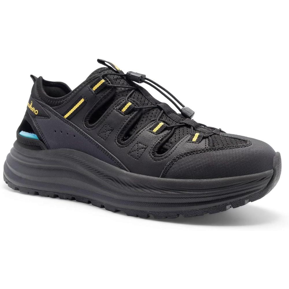 image:imageMens Orthopedic Close Toes Hiking Sandals Arch Support Plantar Fasciitis Trekking Athletic Sport Shoes Comfortable Casual Orthotics Adjustable Camping Waterproof Summer Walking SandalsW1black