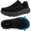 OrthoComfoot Men’s Comfortable Orthopedic Diabetic Wide Shoes: Arch Support Plantar Fasciitis Orthotic Slip On Loafers, Hammer Toes Bunions Flat Leather House Walking Shoes for Foot Heel Pain Relief(K1-black)