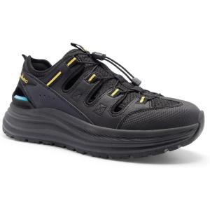 Men’s Orthopedic Close Toes Hiking Sandals: Arch Support Plantar Fasciitis Trekking Athletic Sport Shoes, Comfortable Casual Orthotics Adjustable Camping Waterproof Summer Walking Sandals(W1-black)