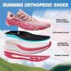 OrthoComfoot Women’s Orthopedic Road Running Shoes: Comfortable Arch Support Orthotic Plantar Fasciitis Athletic Sport Sneakers, Casual High Arch Flat Feet Walking Shoes for Foot Heel and Pain Relief(W3-rose)