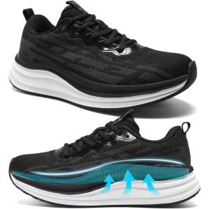 OrthoComfoot Women’s Orthopedic Road Running Shoes: Comfortable Arch Support Orthotic Plantar Fasciitis Athletic Sport Sneakers, Casual High Arch Flat Feet Walking Shoes for Foot Heel and Pain Relief(W1-black)