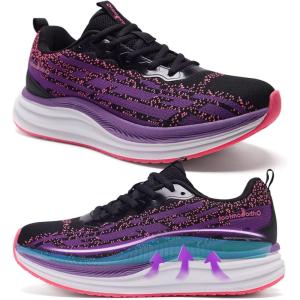 OrthoComfoot Women’s Orthopedic Road Running Shoes: Comfortable Arch Support Orthotic Plantar Fasciitis Athletic Sport Sneakers, Casual High Arch Flat Feet Walking Shoes for Foot Heel and Pain Relief(W2-purple)