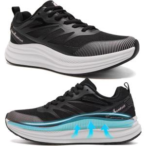 Women’s Orthopedic Road Running Shoes: Comfortable Arch Supports Plantar Fasciitis Orthotic Athletic Sneakers, Casual Supportive Flat Feet High Arch Walking Shoes for Foot Heel and Pain Relief(W1-black)