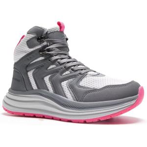 OrthoComfoot Women’s Orthopedic Waterproof Mid Trekking Hiking Boots: Comfortable Plantar Fasciitis Ankle Support Workout Walking Running Shoes, Orthotic Trail Boots for Feet and Heel Pain Relief(W2-grey)