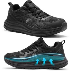 Women’s Orthopedic Waterproof Trail Running Shoes: Comfortable Arch Support Plantar Fasciitis Orthotic Athletic Sneakers, Casual Flat Feet Sports Hiking Shoes for Foot Heel and Pain Relief(W1-black)