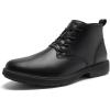 Men’s Orthopedic Business Chukka Boots: Comfortable Arch Support Plantar Fasciitis Tuxedo Dress Leather Walking Ankle Mid Boot, Orthotics Flat Feet Casual Oxford for Foot and Heel Pain Relief(W1-black)