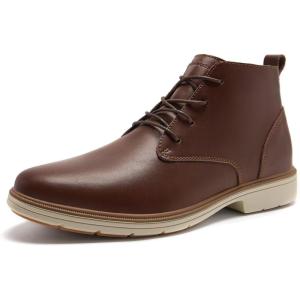 Men’s Orthopedic Business Chukka Boots: Comfortable Arch Support Plantar Fasciitis Tuxedo Dress Leather Walking Ankle Mid Boot, Orthotics Flat Feet Casual Oxford for Foot and Heel Pain Relief(W2-dark Brown)
